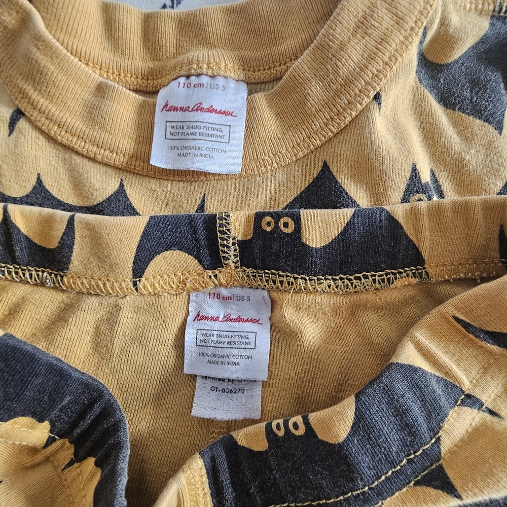 Hanna Andersson Organic Cotton Bat Print Long John Pajama Set, Size 110/5 - Picture 2 of 2